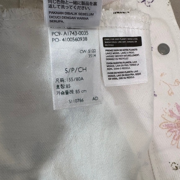 Levis Trucker Doodle Print Trucker Jacket Womens S White Floral Graphic Denim - Picture 7 of 10